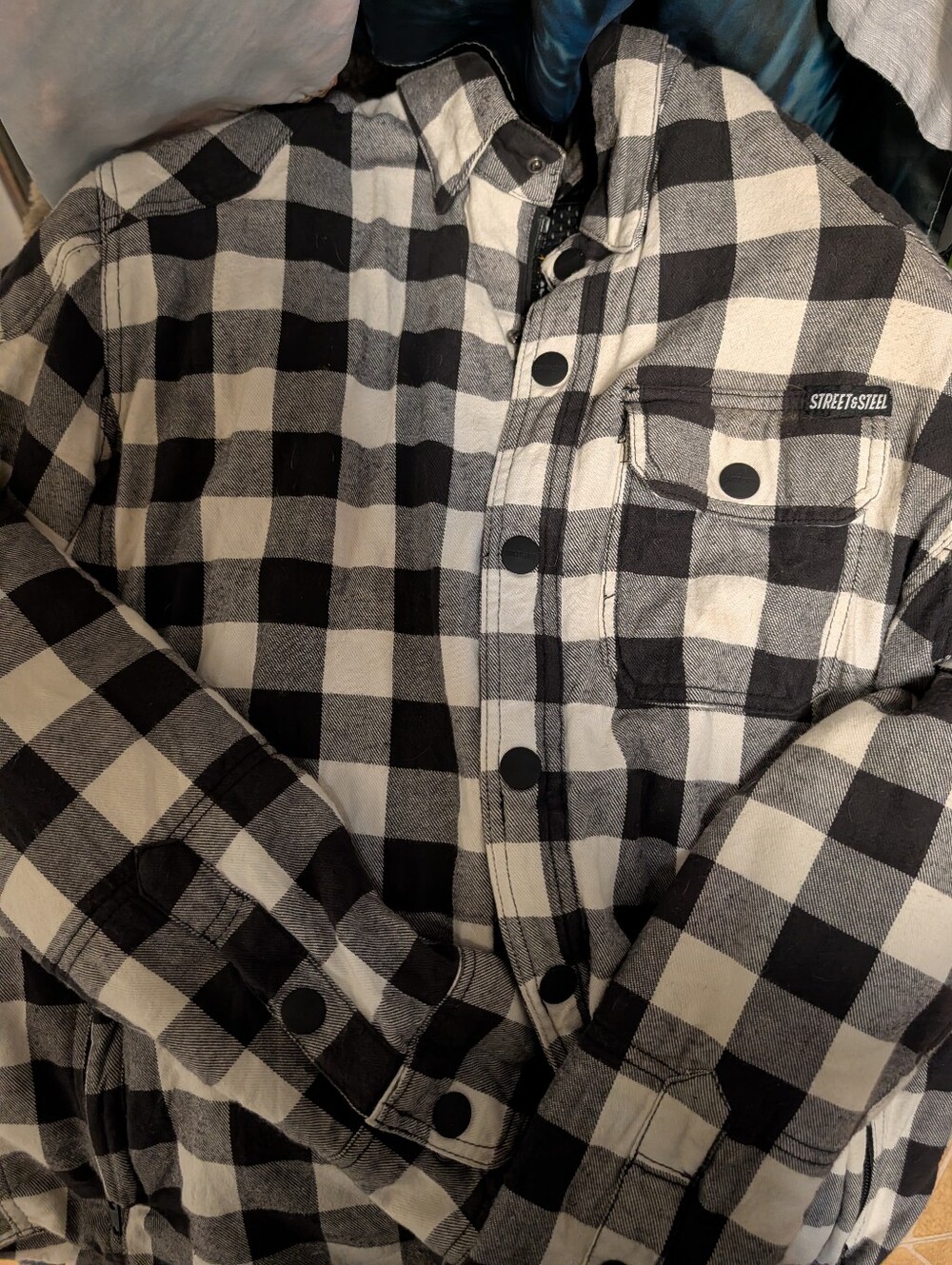 Street & Steel Black and White Buffalo Plaid Motorcycle Jacket